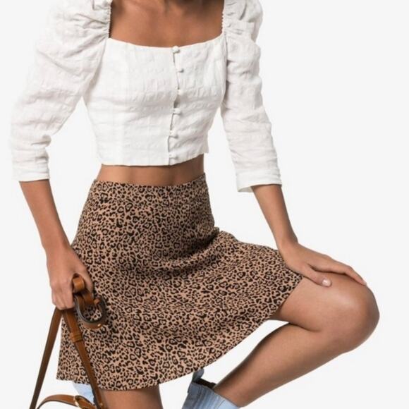 Reformation Flounce Skirt in Leopard Print Size 0 - Picture 1 of 7